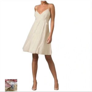 DIANE VON FURSTENBERG Beige Fontanne Silk Pleated Mini Dress